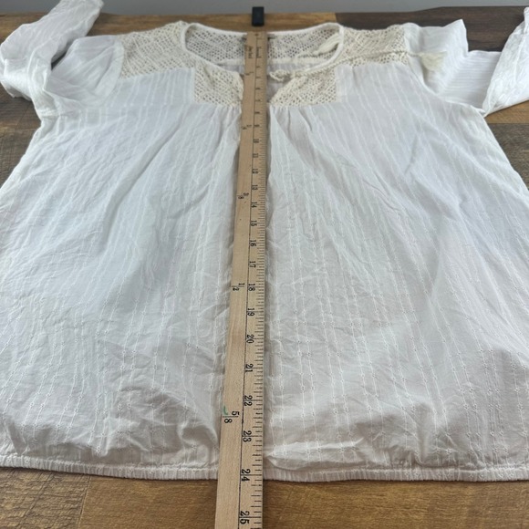 Lucky Brand White Crochet Top Long Sleeve Blouse‎ Women's Size L - Picture 5 of 8